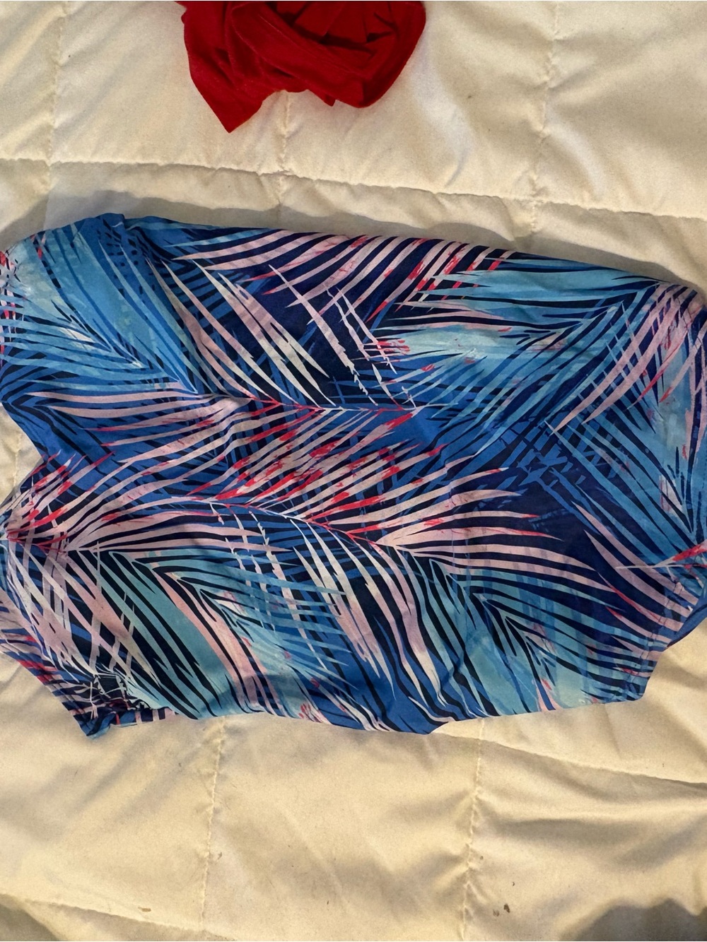 Blue Tropical Print Swim Cover-Up